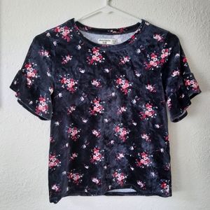 Velvet floral tee shirt